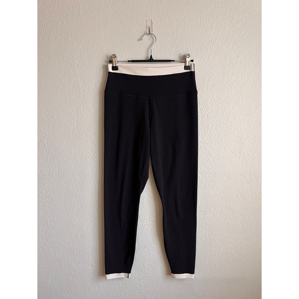 Athleta Transcend Tipped 7/8 Tight in Black/White Size MEDIUM